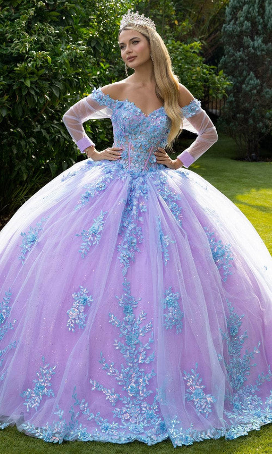 GLS by Gloria GL3503 - Long Sleeve Applique Ballgown