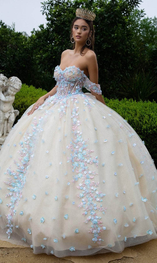 GLS by Gloria GL3504 - Floral Embroidered Ballgown