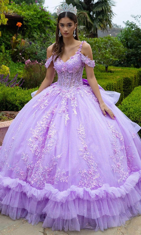 GLS by Gloria GL3520 - Cold Shoulder Embroidered Gown