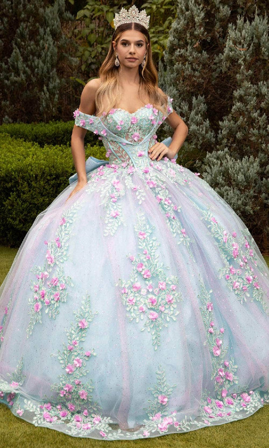 GLS by Gloria GL3523 - Floral Detailed Ballgown