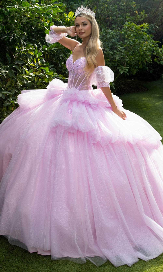 GLS by Gloria GL3546 - V-Neck Layered Bubble Hem Ballgown