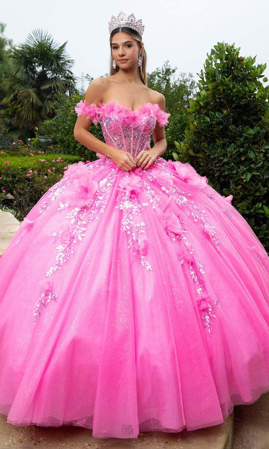 GLS by Gloria GL3547 - Sweetheart Flower Appliqued Tulle Ballgown
