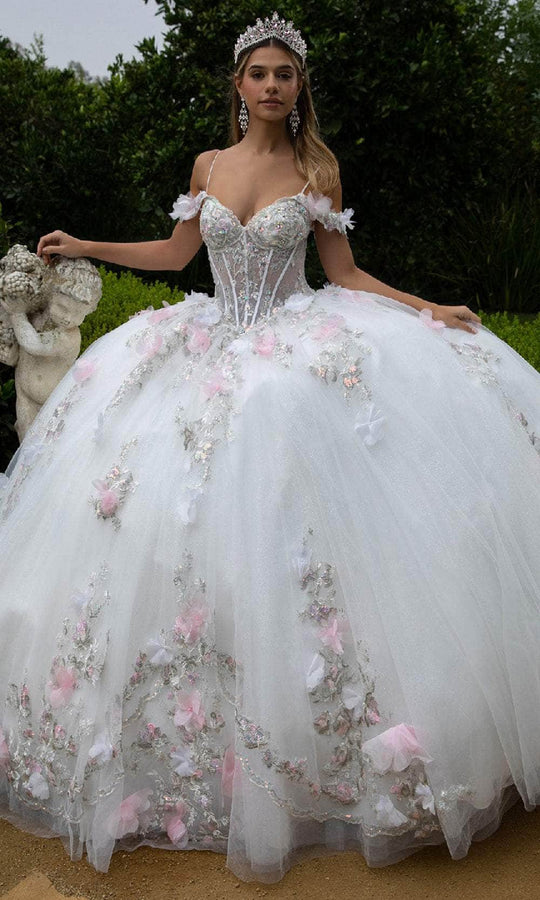 GLS by Gloria GL3553 - Cold Shoulder 3D Flower Appliqued Ballgown