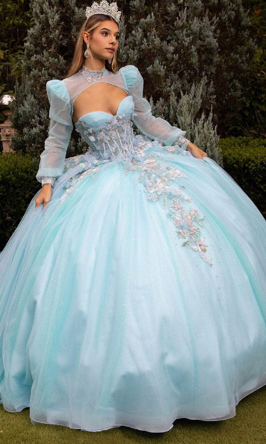 GLS by Gloria GL3577 - Sweetheart Floral Embroidered Bolero Ballgown