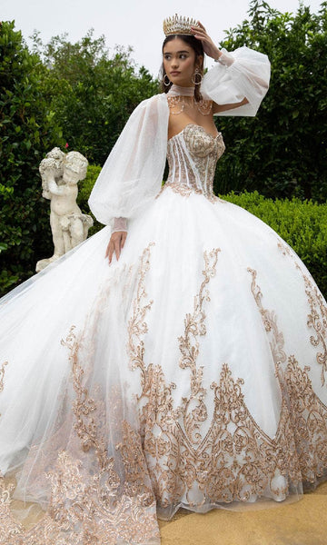 fitted lace wedding dress Ball Gown Sweetheart Long Sleeves Quinceanera Dresses, Prom Dresses, MP710 main image 1