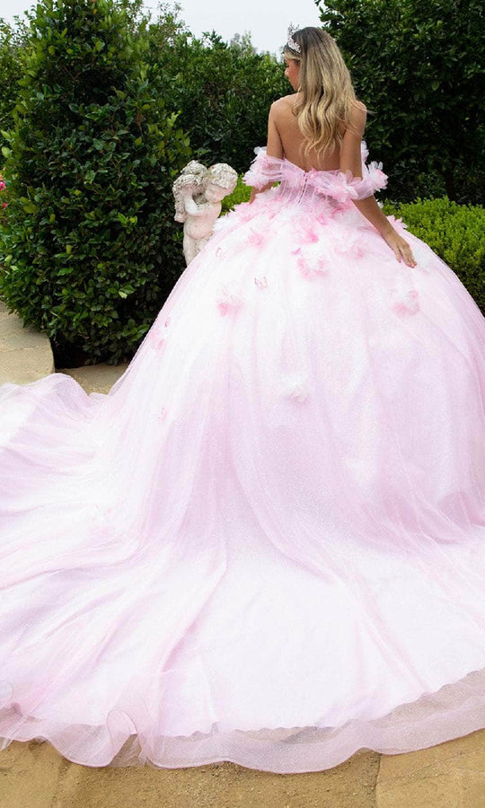 GLS by Gloria GL3608 - Off Shoulder 3D Butterfly Applique Ballgown