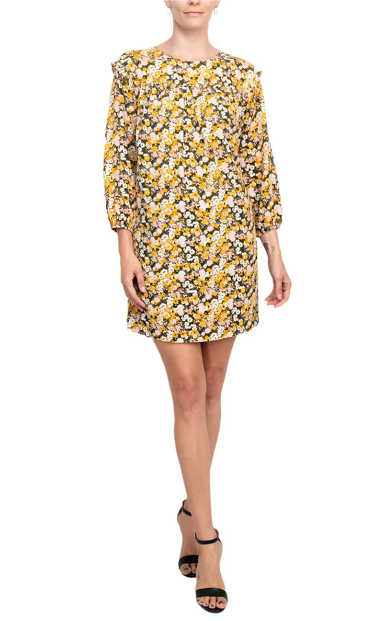 BCBG Generation GU05D25 - Floral Crepe Three-Quarter Sleeve Dress