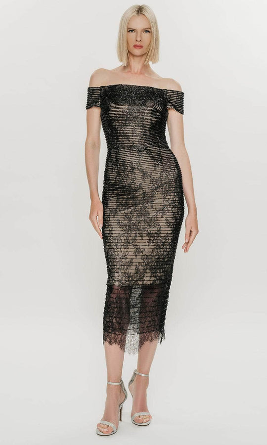 Hynes Park M621 - Chantilly Lace Off-Shoulder Sheath Dress