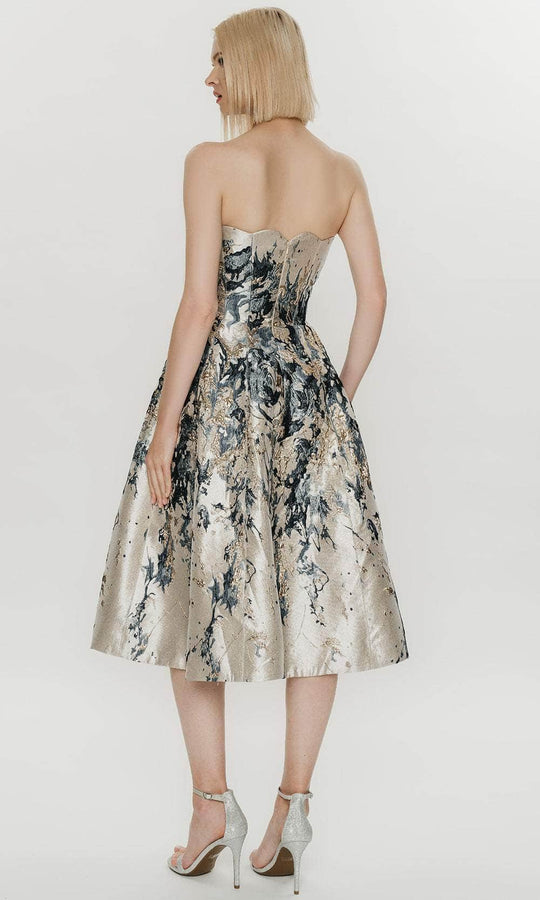 Park 108 M653 - Sweetheart Neck Abstract Pattern Dress