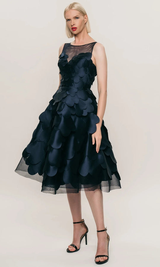 Hynes Park M697 - Petal Embroidered Sleeveless Cocktail Dress