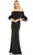 Ieena Duggal 11441 - Fringed Sleeve Sheath Evening Gown Special Occasion Dress 2 / Black