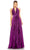 Ieena Duggal 11636 - Pleated Halter Evening Gown Special Occasion Dress 2 / Plum