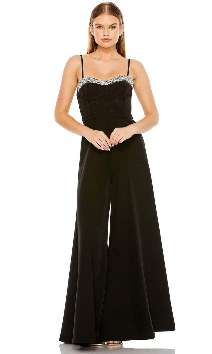 Ieena Duggal 11765 - Sweetheart Corset Bustier Jumpsuit Formal Dresses 0 / Black