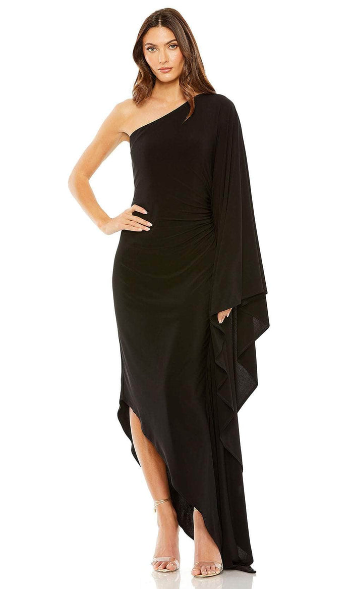 Ieena Duggal 20673 - Cape Sleeve One Shoulder Dress Special Occasion Dress XS / Black