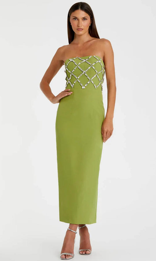 Ieena Duggal 21064 - Strapless Crystal Lattice Column Dress