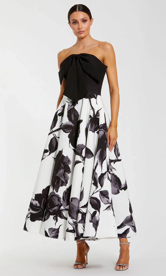 Ieena Duggal 21151 - Strapless Bow Dress with Floral Skirt