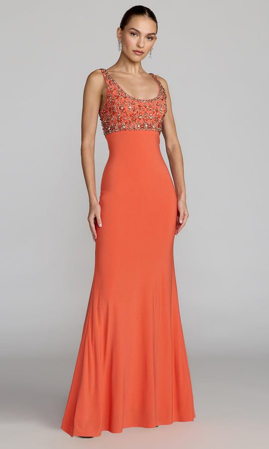 Ieena Duggal 2253 - Beaded Scoop Neckline Evening Gown