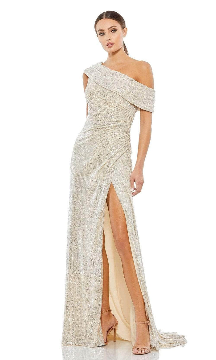 Ieena Duggal - 26550I Sequined Gown Evening Dresses 0 / Nude