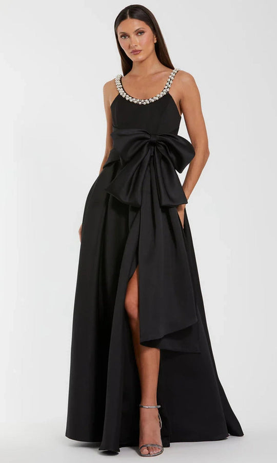 Ieena Duggal 27743 - Pearl Neckline Oversized Bow Evening Gown