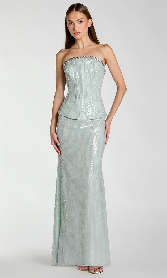Ieena Duggal 27776 - Rhinestone Trim Corset Strapless Gown
