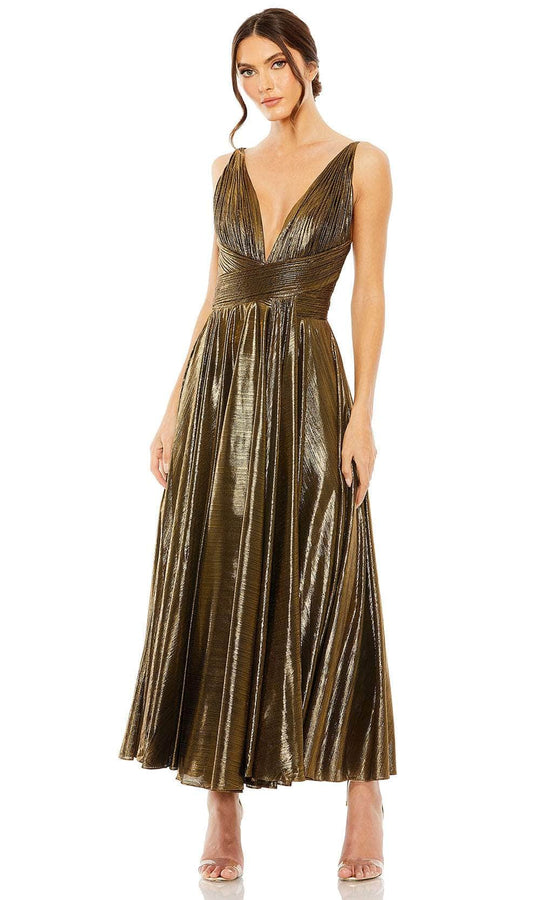 Ieena Duggal 30761 - Metallic Plunging V-Neck Prom Gown