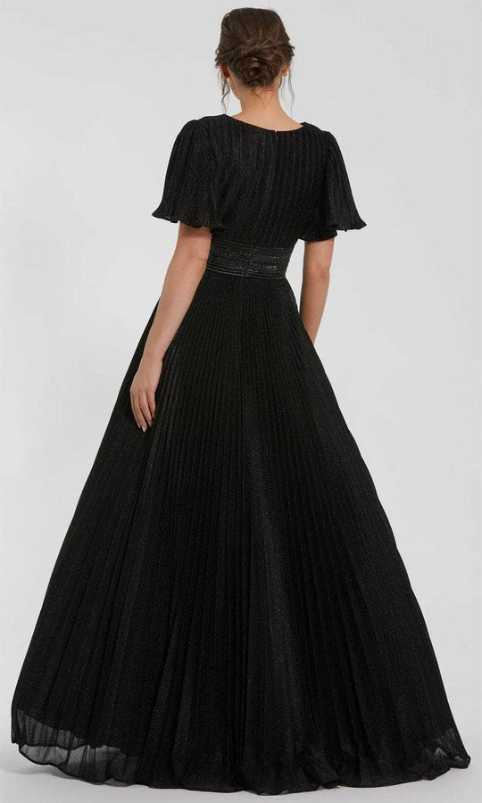 Ieena Duggal 30776 - Pleated Bodice Flutter Sleeve Evening Dress