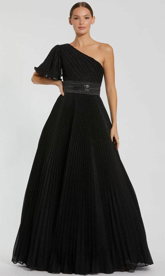 Ieena Duggal 30777 - Pleat-Detailed Asymmetric Neck Prom Dress