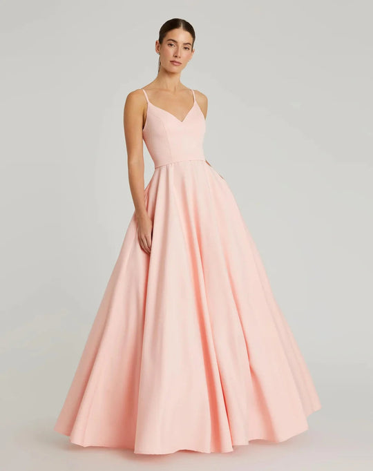 Ieena Duggal - 48855I V-Neck Sleeveless Modest Prom A-Line Dress
