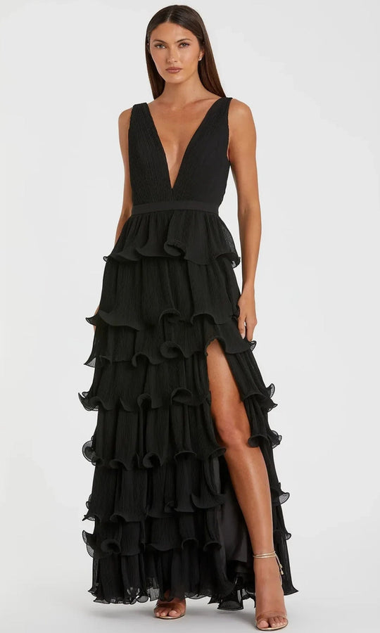 Ieena Duggal - 49054I Tiered V-Neck A-Line Dress