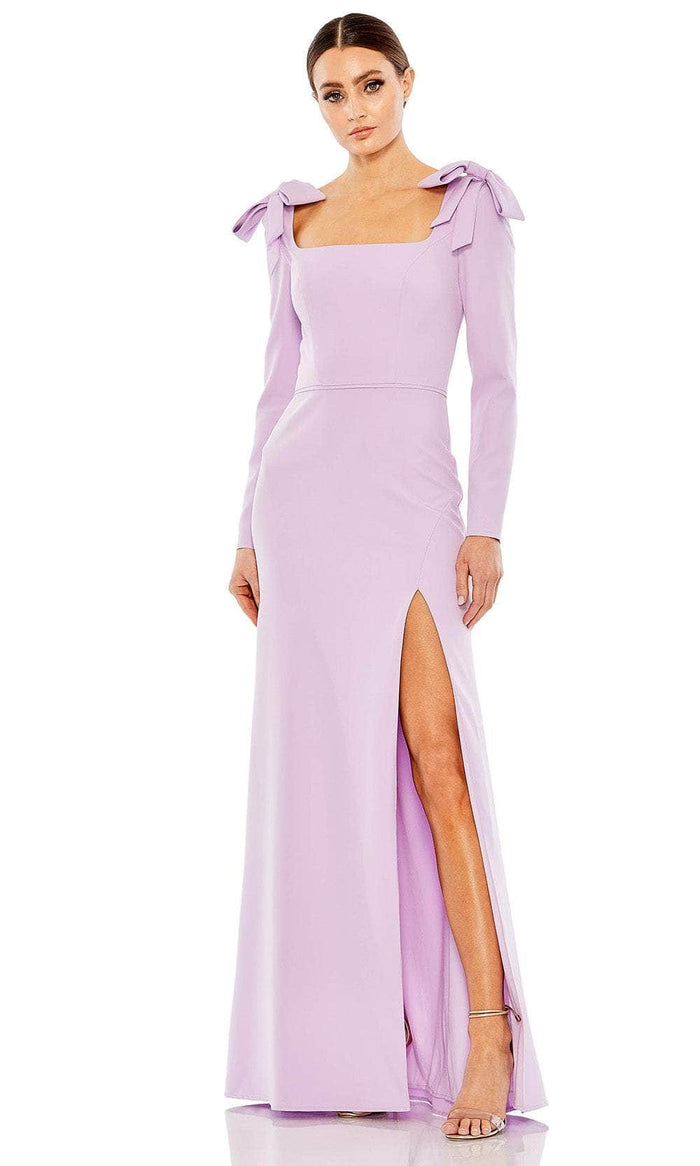 Ieena Duggal 49648 - Bow Detailed Sheath Evening Gown Special Occasion Dress 4 / Lilac