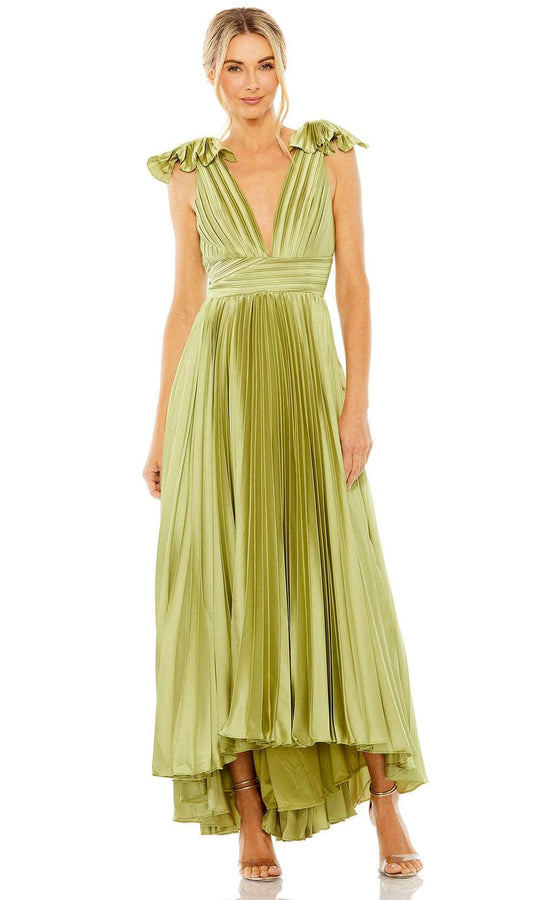 Ieena Duggal 49734 - V-Neck Pleated High Low Prom Gown