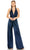 Ieena Duggal 49810 - Pleated Halter Jumpsuit Special Occasion Dress 0 / Sapphire