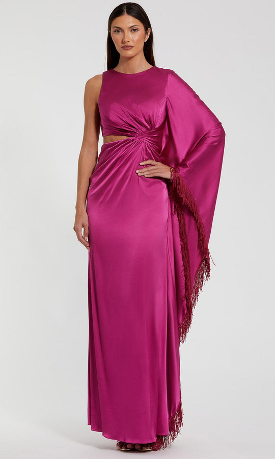 Ieena Duggal 49898 - Fringe Kaftan Sleeve Column Gown