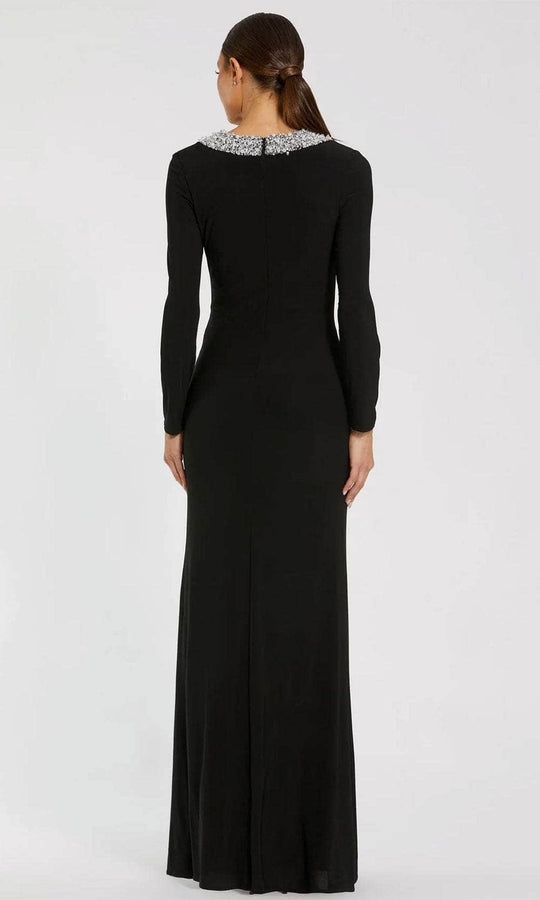 Ieena Duggal 49951 - Long Sleeve Beaded Neckline Evening Gown