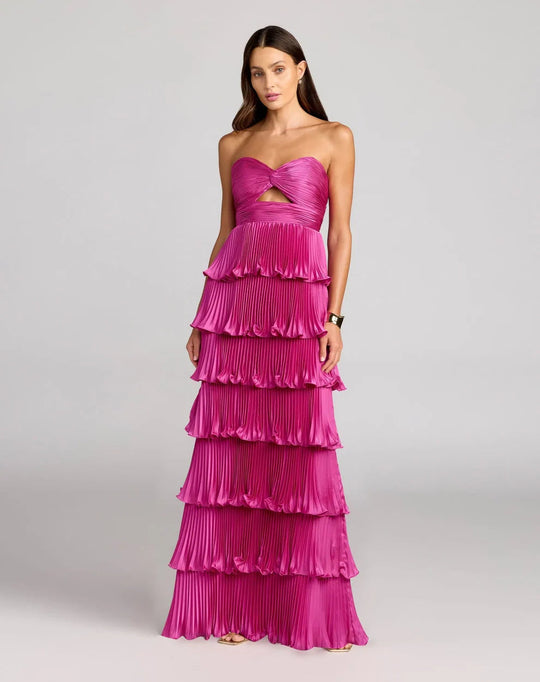 Ieena Duggal 49981 - Strapless Pleated Tiered Ruffle Dress