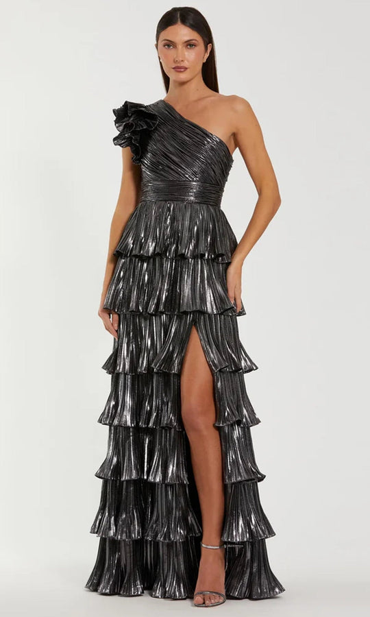 Ieena Duggal 50080 - One Shoulder Metallic Tiered A-Line Gown