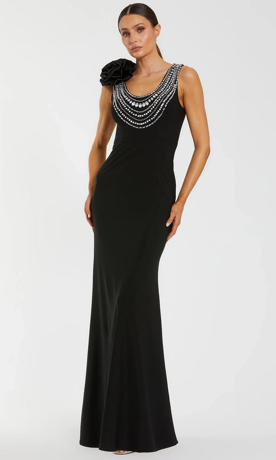 Ieena Duggal 50090 - Embellished Scoop Gown with Flower Accent