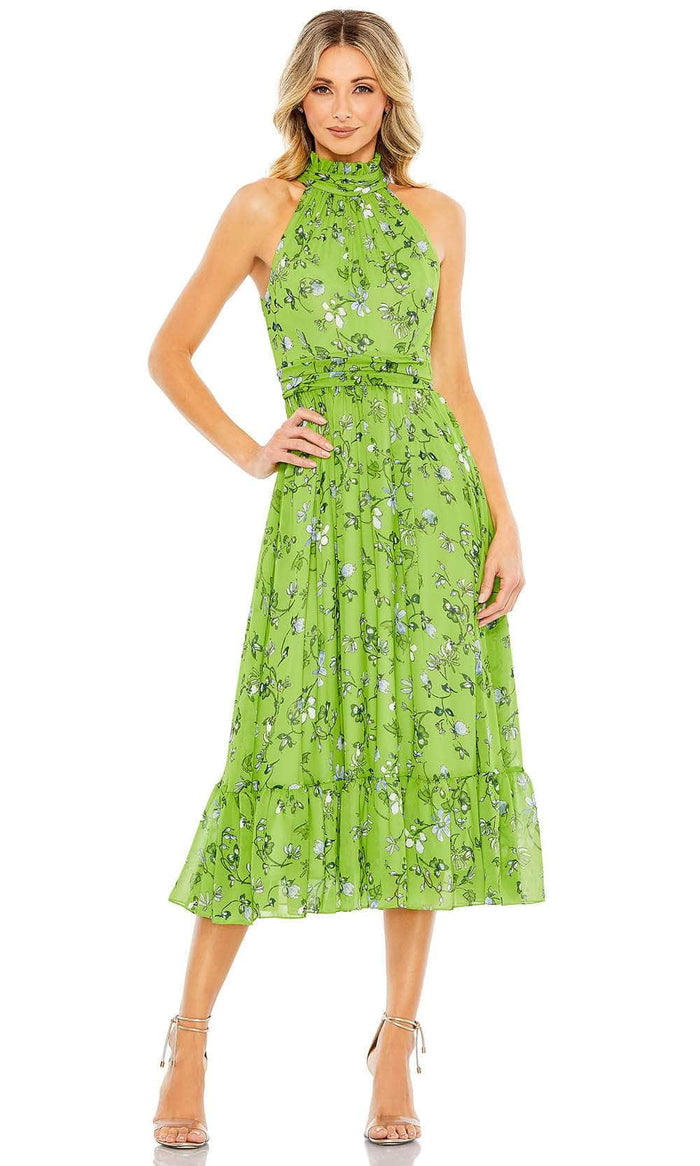 Ieena Duggal 55854 - Halter Floral A-line Prom Dress Cocktail Dresses 0 / Sage Multi
