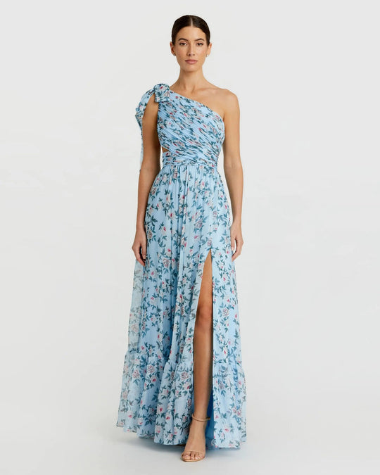 Ieena Duggal 56051 - Chiffon One Shoulder Floral Dress