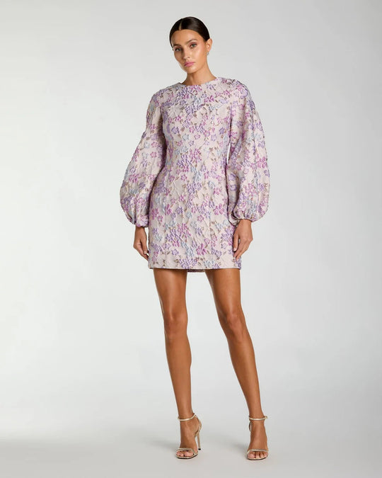 Ieena Duggal 56106 - Floral Brocade Balloon Sleeve Dress