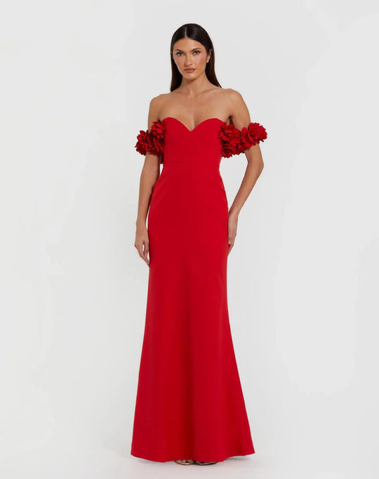 Ieena Duggal 56131 - Floral Off Shoulder Sheath Gown