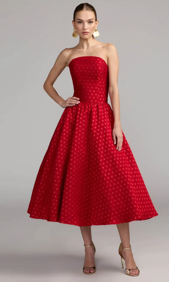 Ieena Duggal 56273 - Strapless Polka Dot Midi Dress