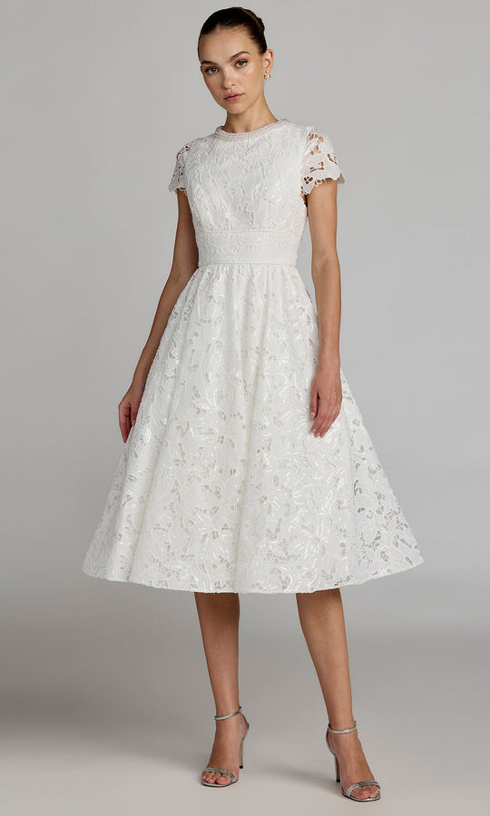 Ieena Duggal 56324 - Lace Embroidered High Neck Midi Dress