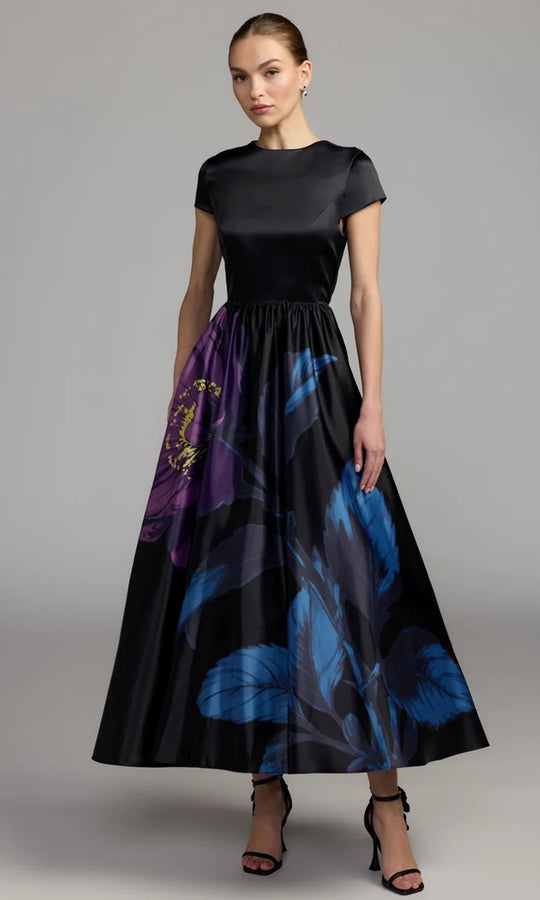 Ieena Duggal 56471 - Cap Sleeve A-line Midi Dress