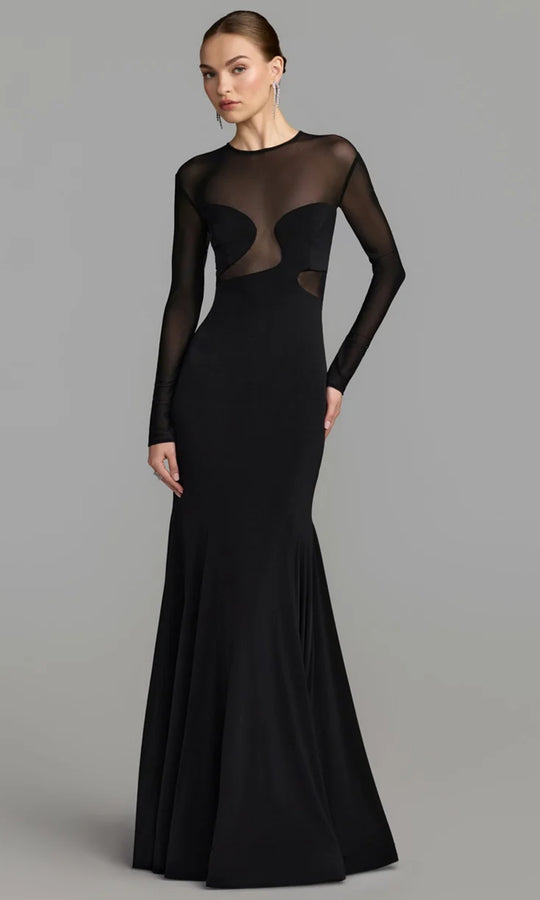 Ieena Duggal 56536 - Sheer Long Sleeve Mermaid Evening Dress