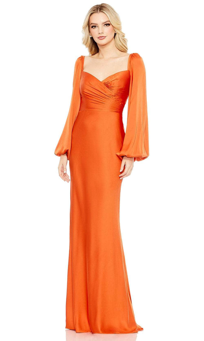 Ieena Duggal 68335 - Bishop Sleeve Wrap Bodice Evening Gown Prom Dresses 0 / Burnt Orange