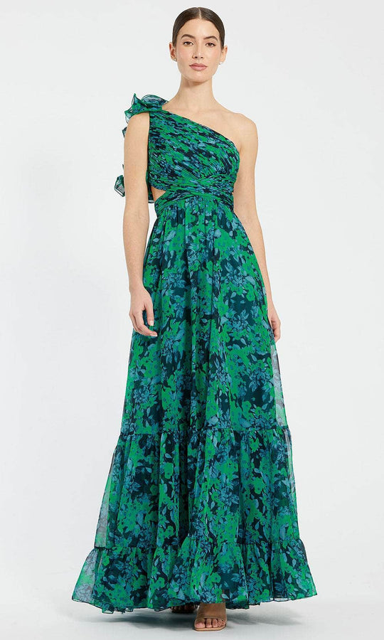 Ieena Duggal 68650 - One Sleeve Ruffled Detail Prom Gown