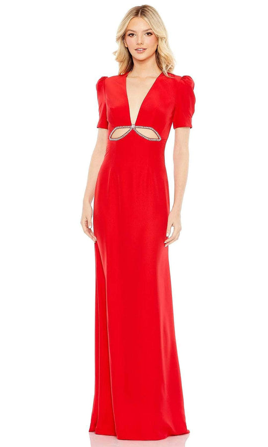 Ieena Duggal A2630 - Short Sleeve Cutout Evening Gown