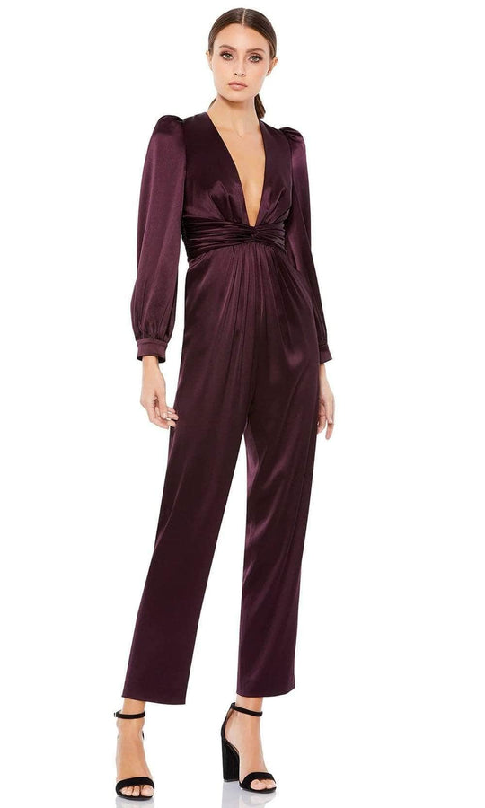 Ieena Duggal - A2647 V Neck Long Sleeve Jumpsuit