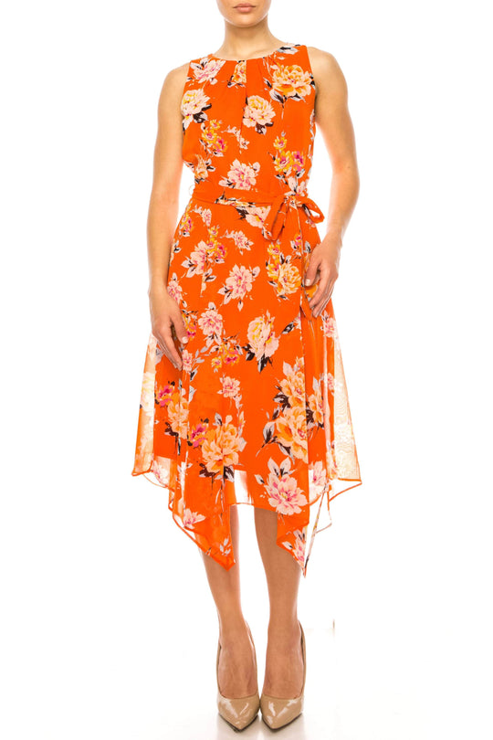 ILE Clothing CHP350 - Jewel Neck Floral Dress